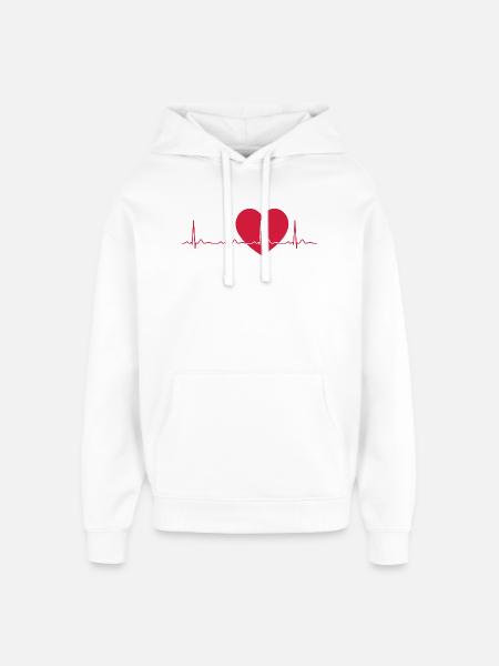Heartbeat ECG Line Medical Pulse Wave Icon Vector - Oversized Unisex Hoodie by Stanley/Stella - white
