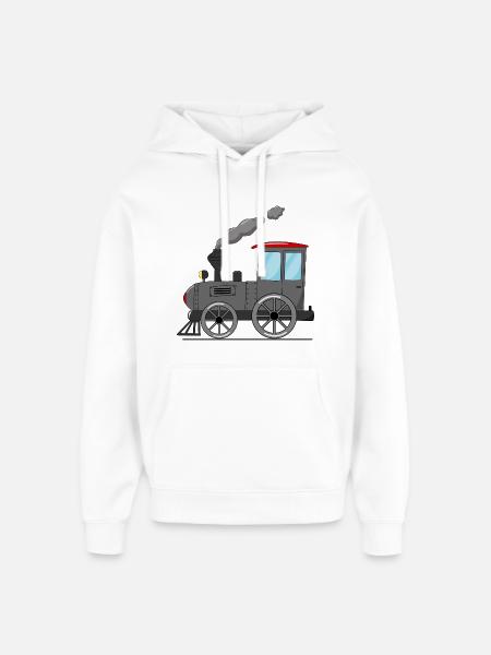 Children's train railway grey - Oversized Unisex Hoodie by Stanley/Stella - white