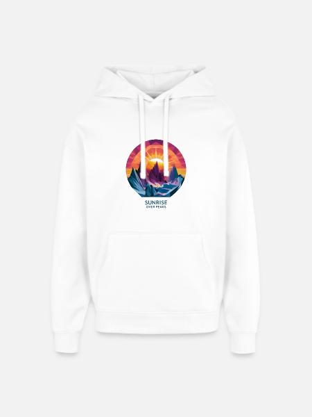 Sunrise Over Peaks - Oversized Unisex Hoodie by Stanley/Stella - white
