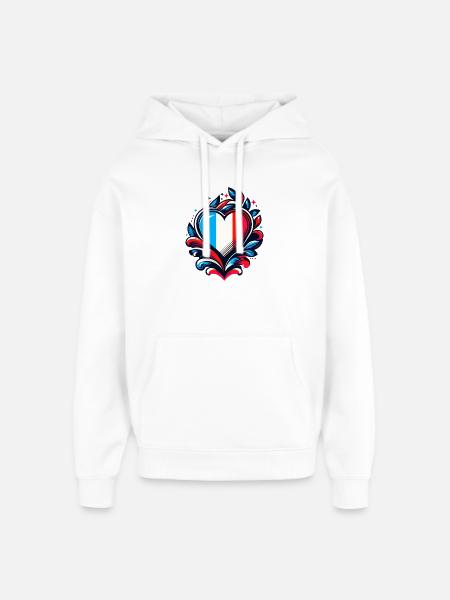 Heart French Flag - Oversized Unisex Hoodie by Stanley/Stella - white