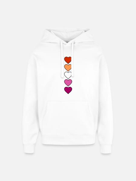 Lesbian Lesbian Hearts - Oversized Unisex Hoodie by Stanley/Stella - white