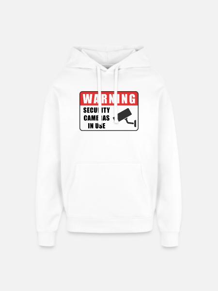 Warning CCTV Camera Badge Security Sign Icon - Oversized Unisex Hoodie by Stanley/Stella - white