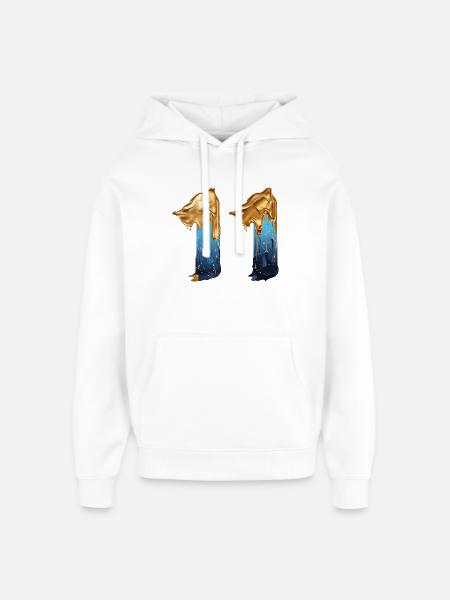 NEJ. 11 NUMMER 11 SEJ 11 ÅRS FØDSELSDAG - Hættetrøje unisex Stanley/Stella Oversized - hvid