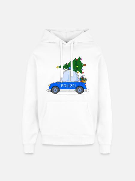 Police Car Christmas - Oversized Unisex Hoodie by Stanley/Stella - white