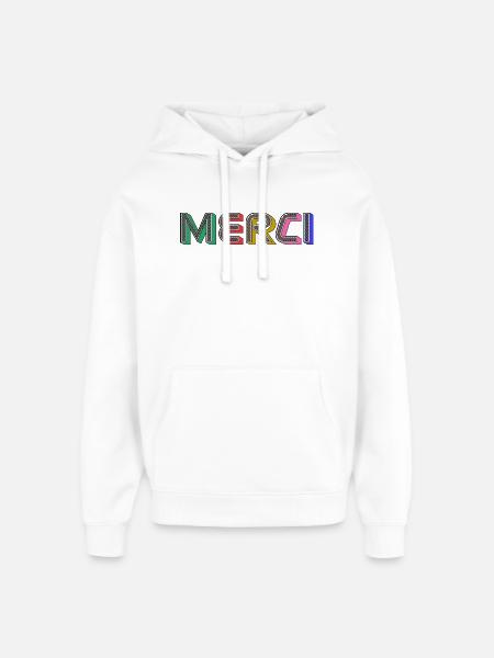 MERCI - Sweat à capuche unisexe Stanley/Stella Oversized - blanc