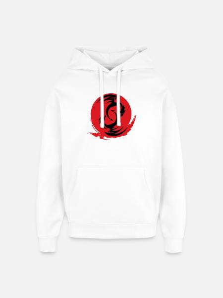 Red Dragon Circle - Oversized Unisex Hoodie by Stanley/Stella - white
