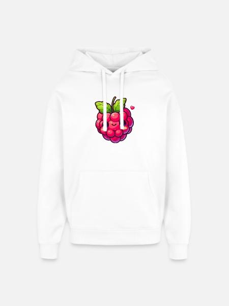 Raspberry - Heart - Oversized Unisex Hoodie by Stanley/Stella - white