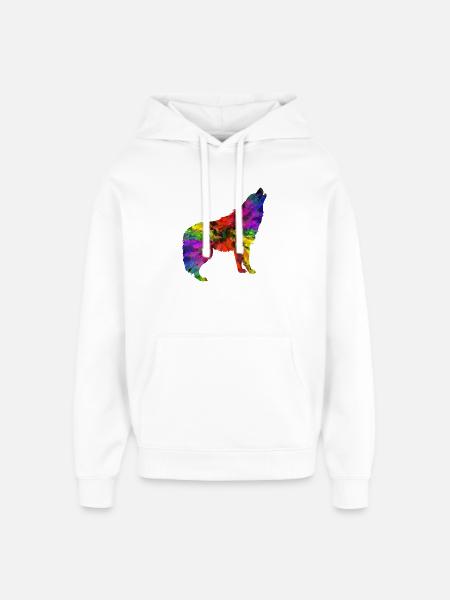 Wolf rainbow - Oversized Unisex Hoodie by Stanley/Stella - white