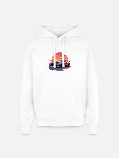 Skyline Sunset - Oversized Unisex Hoodie by Stanley/Stella - white