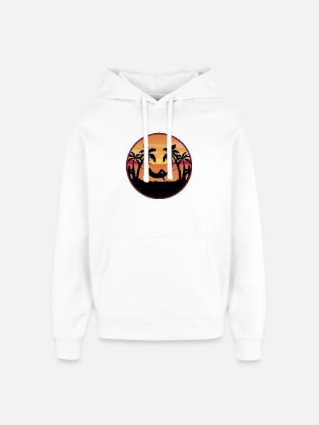 Palm Trees Hammock Sunset - Oversized Unisex Hoodie by Stanley/Stella - white