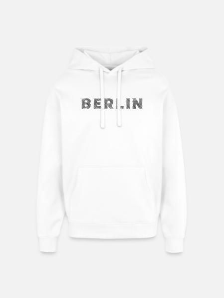 Berlin German Capital Hatching Letter - Oversized Unisex Hoodie by Stanley/Stella - white
