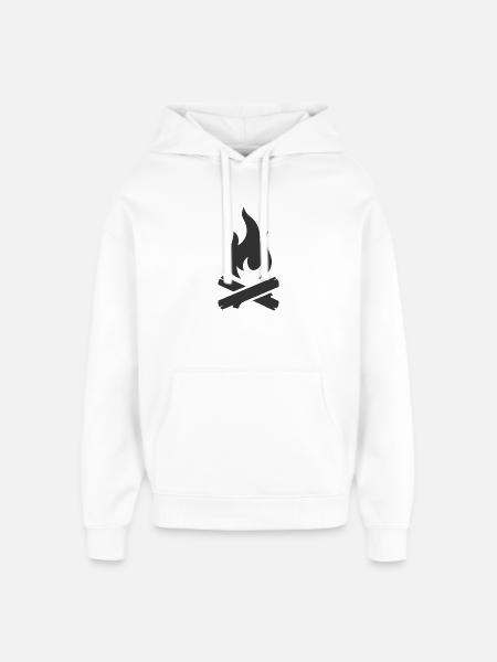 Campfire logo symbol - Oversized Unisex Hoodie by Stanley/Stella - white