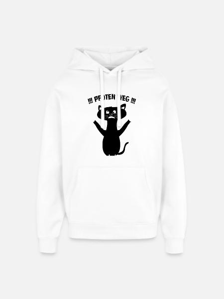 Pfoten Weg! – Schwarze Katze Statement - Oversized Unisex Hoodie von Stanley/Stella - Weiß