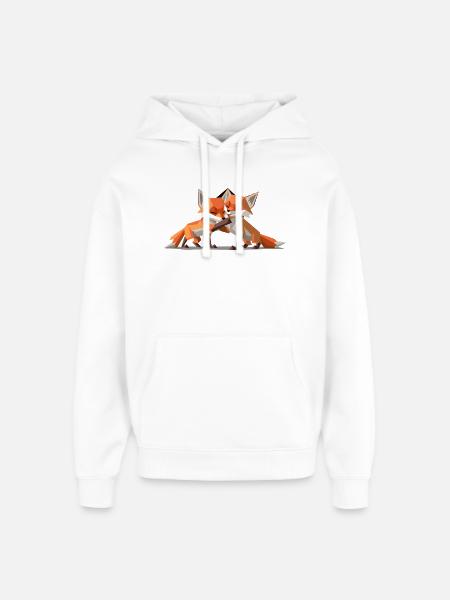 Renardeaux low-poly - Sweat à capuche unisexe Stanley/Stella Oversized - blanc