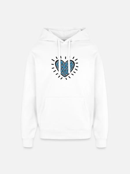 Leopard Heart Burst - Oversized Unisex Hoodie by Stanley/Stella - white