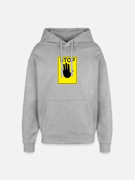 Stop Schild Logo - Oversized Unisex Hoodie von Stanley/Stella - Grau meliert