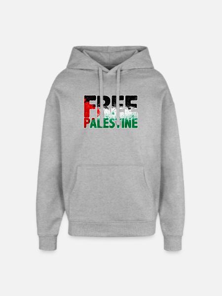 free Palestine - Oversized Unisex Hoodie by Stanley/Stella - heather grey