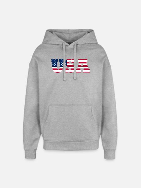 Stars & Stripes Lettermark USA - Oversized Unisex Hoodie by Stanley/Stella - heather grey