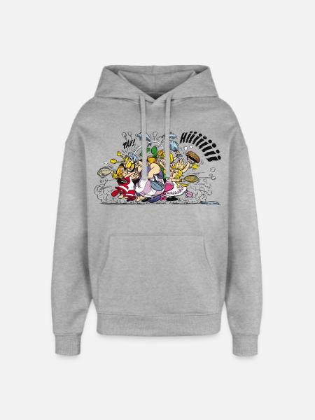 Asterix & Obelix Fight - Oversized Unisex Hoodie by Stanley/Stella - heather grey