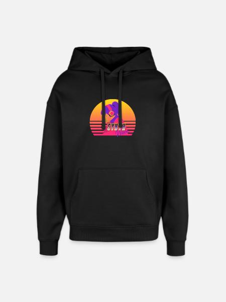 Synthwave Girl - Oversized Unisex Hoodie by Stanley/Stella - black