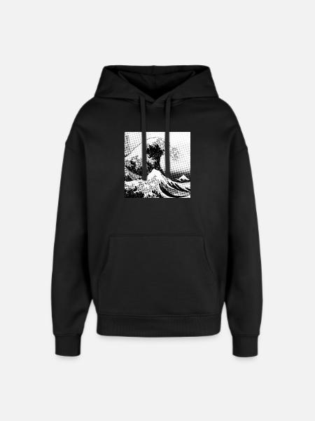 Japanese wave Kanagawa Style bd - Oversized Unisex Hoodie by Stanley/Stella - black