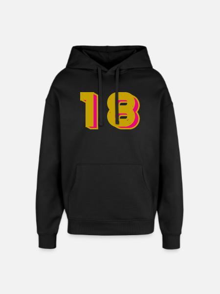 18 - Oversized Unisex Hoodie by Stanley/Stella - black