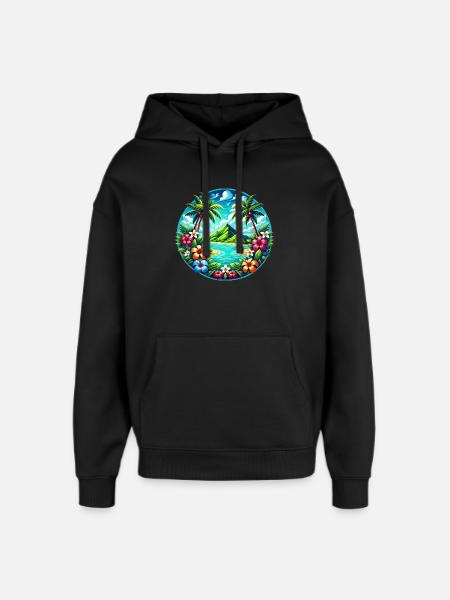 Caribbean Island Logo - Oversized Unisex Hoodie by Stanley/Stella - black