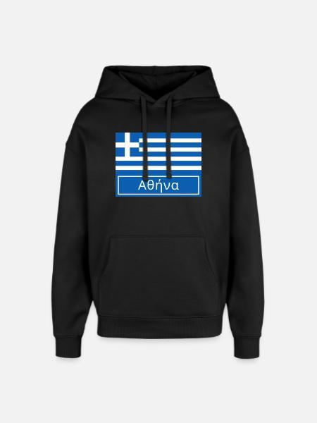 Athens Written in Greek - Oversized Unisex Hoodie by Stanley/Stella - black