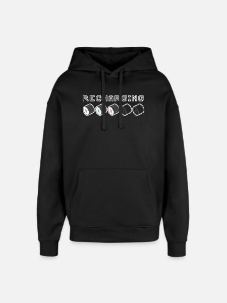 Recharging Pixel Sushi - Oversized Unisex Hoodie by Stanley/Stella - black