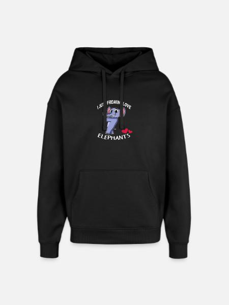 J'aime les éléphants - Sweat à capuche unisexe Stanley/Stella Oversized - noir