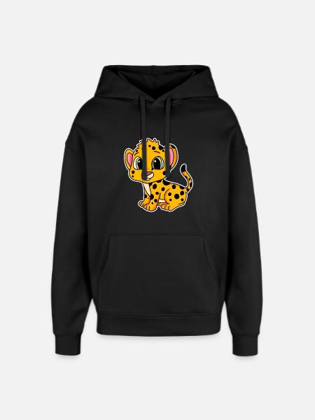 Bébé guépard - Sweat à capuche unisexe Stanley/Stella Oversized - noir