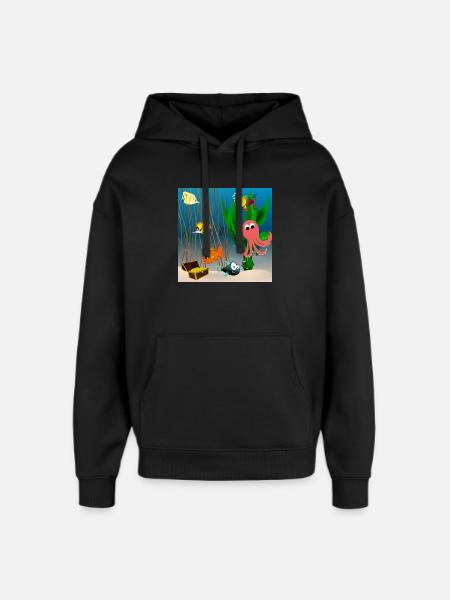 Marine life - Oversized Unisex Hoodie by Stanley/Stella - black