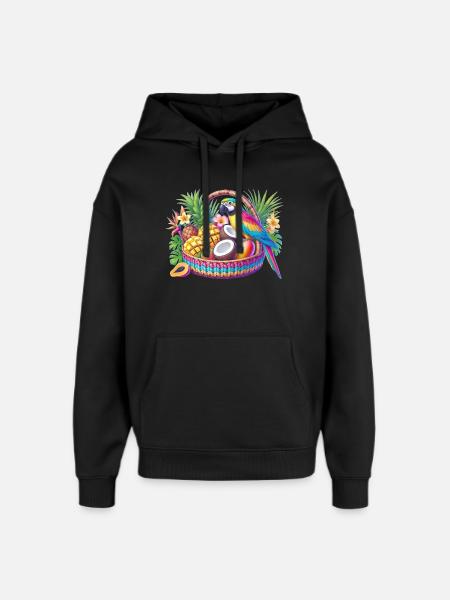Obstkorb mit Papagei - Oversized Unisex Hoodie von Stanley/Stella - Schwarz