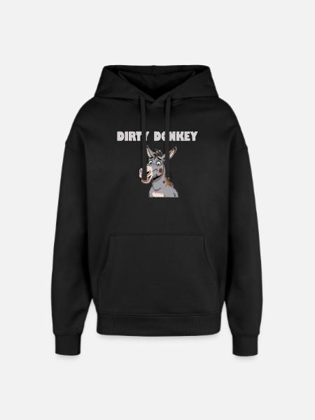 DIRTY DONKEY - Oversized Unisex Hoodie by Stanley/Stella - black