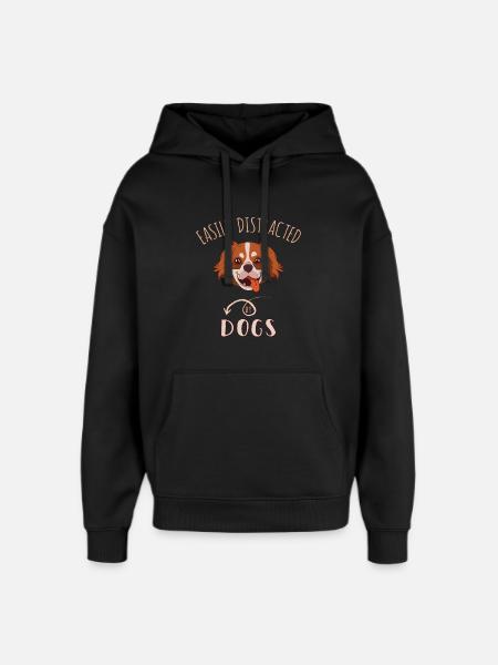 Easily Distracted By Dogs - Oversized Unisex Hoodie by Stanley/Stella - black