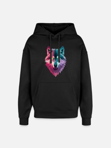 Loup - Sweat à capuche unisexe Stanley/Stella Oversized - noir
