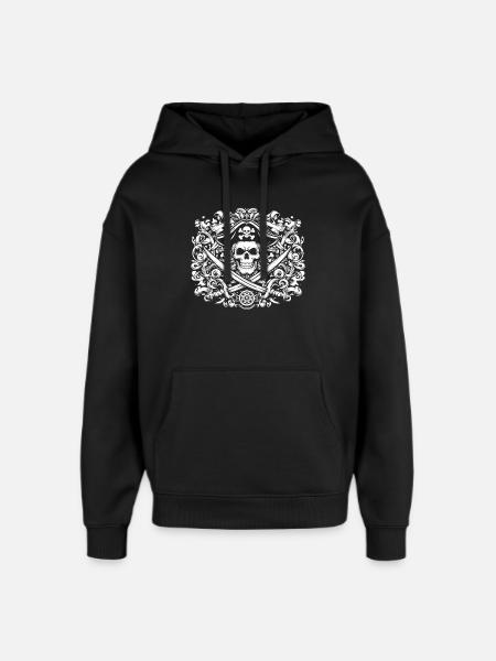 Pirate logo - Oversized Unisex Hoodie by Stanley/Stella - black