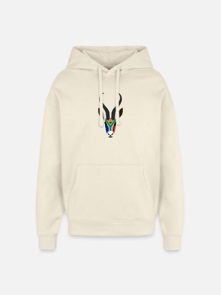 SPRINGBOK HEAD IN SOUTH AFRICAN COLOURS - Oversized Unisex Hoodie by Stanley/Stella - soft Ecru