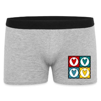 HEILIGER VALENTINSTAG. ICH LIEBE DICH. ICH LIEBE DICH. LIEBE. LIEBE - Männer Boxer Shorts - Grau meliert - Vorne