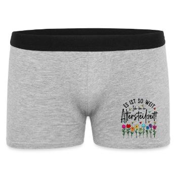 Es ist soweit Ich bin in Altersteilzeit - Blumen - Männer Boxer Shorts - Grau meliert - Vorne