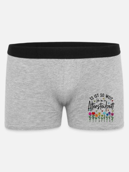 Es ist soweit Ich bin in Altersteilzeit - Blumen - Männer Boxer Shorts - Grau meliert