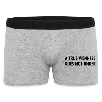 A true viennese goes not under Sackbauer Geschenk - Männer Boxer Shorts - Grau meliert - Vorne