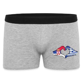 Serbie Grèce drapeau mains forme coeur utilisé - Boxer Homme - gris chiné - Devant