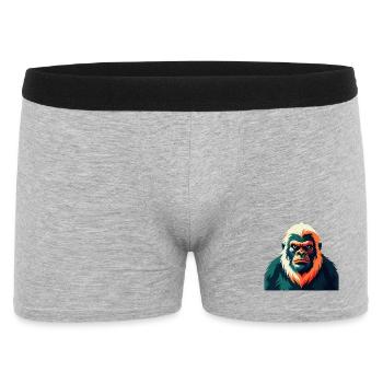 Yeti Cartoon Figur Buntes Haustier Tier - Männer Boxer Shorts - Grau meliert - Vorne