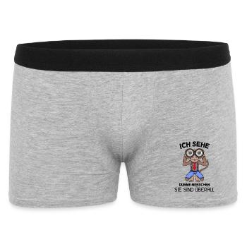 Ich sehe dumme Menschen Spruch lustig Affe - Männer Boxer Shorts - Grau meliert - Vorne
