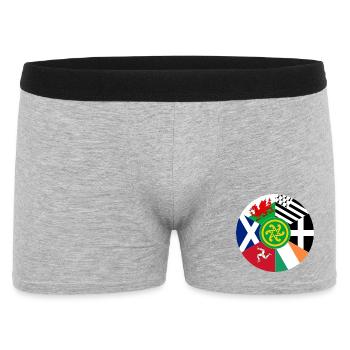 Flaggen der keltischen Nationen, Pan Celtic, Wales, Schottland - Männer Boxer Shorts - Grau meliert - Vorne