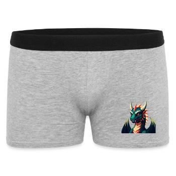 Drache Cartoon Figur Buntes Haustier Tier - Männer Boxer Shorts - Grau meliert - Vorne