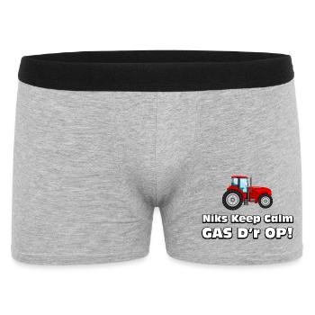 Bauer - Nichts Ruhiges, Gas drauf! Bauern Traktor - Männer Boxer Shorts - Grau meliert - Vorne
