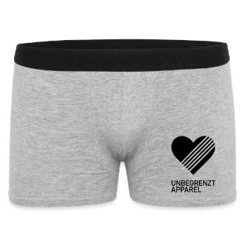 UNBEGRENZT LOVE by Unbegrenzt Apparel - Männer Boxer Shorts - Grau meliert - Vorne