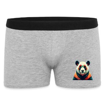 Panda Cartoon Figur Buntes Haustier Tier - Männer Boxer Shorts - Grau meliert - Vorne